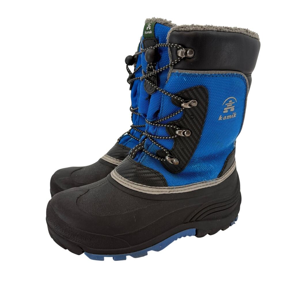 Kamik Mens Size 6 Blue Black Winter Snow Boots Faux Fur Lined Waterproof